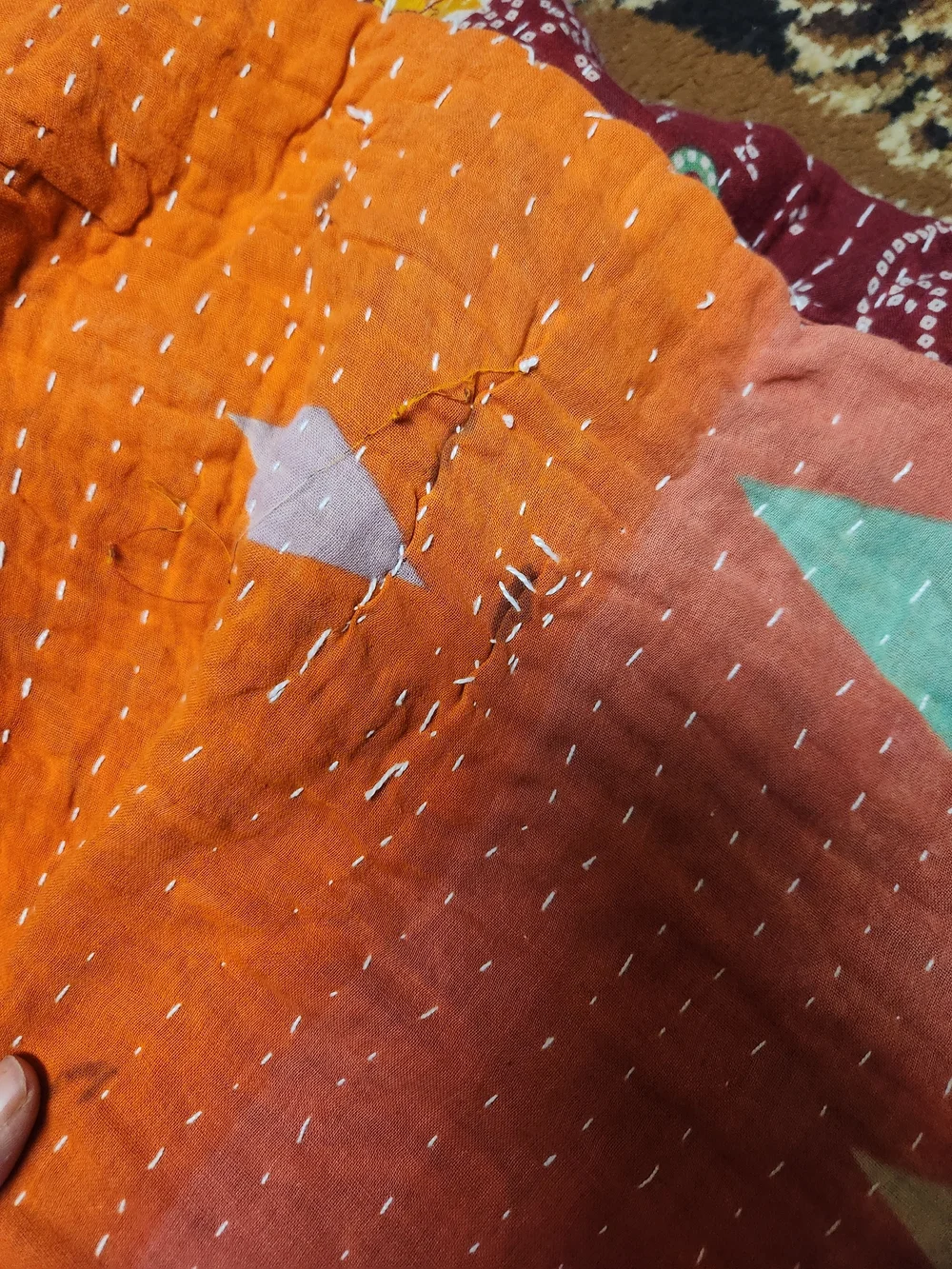 True Vintage-Kantha Rversible Twin Quilted Throw